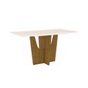 Ver imagem 1 de Mesa de Jantar Vértice 160 cm com Tampo de Vidro - Nature/Off White