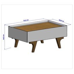 Mesa de Centro Decorativa em Mdf Sena Tampo em Espelho Gaveta com Corrediça Telescópica - 3
