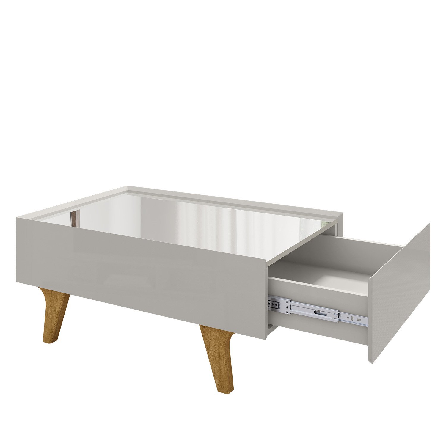 Mesa de Centro Decorativa em Mdf Sena Tampo em Espelho Gaveta com Corrediça Telescópica - 8