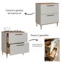 Ver imagem 6 de Balcão 80cm 2 Gavetas Isabelle Bege/Freijó/Arenas
