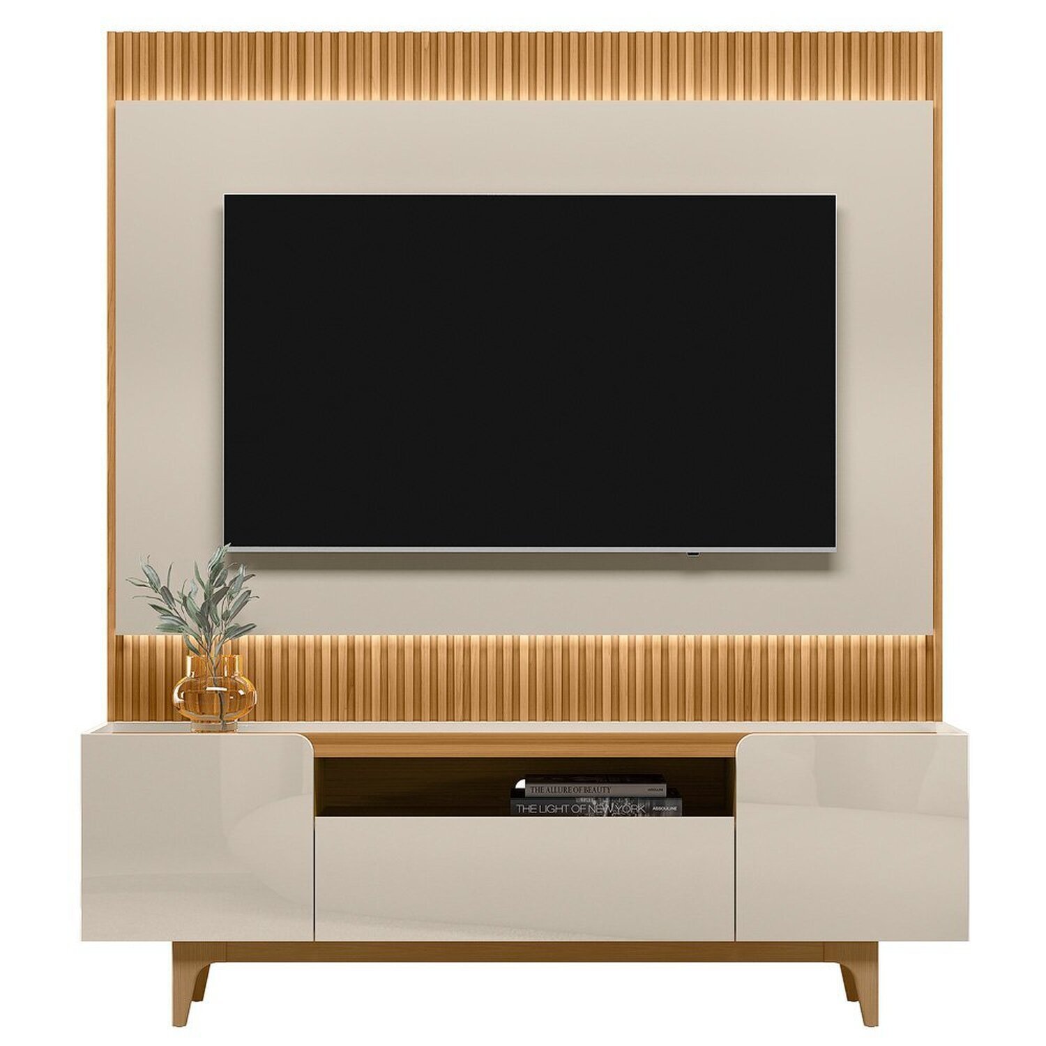 Rack com Painel até 70 Polegadas com LED 180cm Pés Madeira Maciça Orlando São Paulo - 2