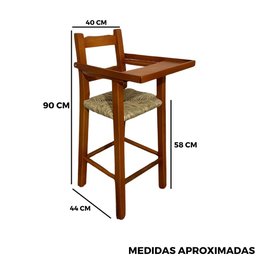 Cadeira de Alimentação Infantil Assento de Palha - Verniz - 7