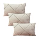 Ver imagem 1 de Kit 3 Capas para Almofada em Veludo Drapeada Retangular 60x40 Cor:bege