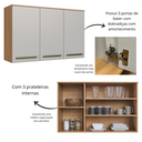 Ver imagem 6 de Armário Aéreo 120cm 3 Portas com Prateleira Interna Isabelle Bege/Freijó/Arenas