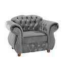 Ver imagem 1 de Poltrona Chesterfield Merlô Via Encanto Veludo Cinza Claro