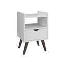 Ver imagem 3 de Mesa de Cabeceira Alice 1 Gaveta Nicho e Pés Retrô Branco