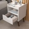 Mesa de Cabeceira Alice 1 Gaveta Nicho e Pés Retrô Branco - 2