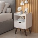 Ver imagem 1 de Mesa de Cabeceira Alice 1 Gaveta Nicho e Pés Retrô Branco