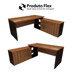 Mesa de Escritório em L 170cm com Balcão e 3 Gavetas - 4