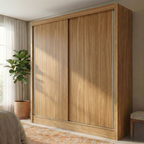 Guarda-Roupa Solteiro 2 Portas de Correr e 2 Gavetas Peônia Yescasa Amêndola Touch