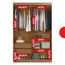 Ver imagem 6 de Guarda-roupa Solteiro 2 Portas de Correr 2 Gavetas e Espelho Peônia Yescasa