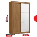Ver imagem 3 de Guarda Roupa Solteiro com Espelho 2 Portas de Correr e 2 Gavetas Peônia Yescasa Marrom/Amêndola Touch