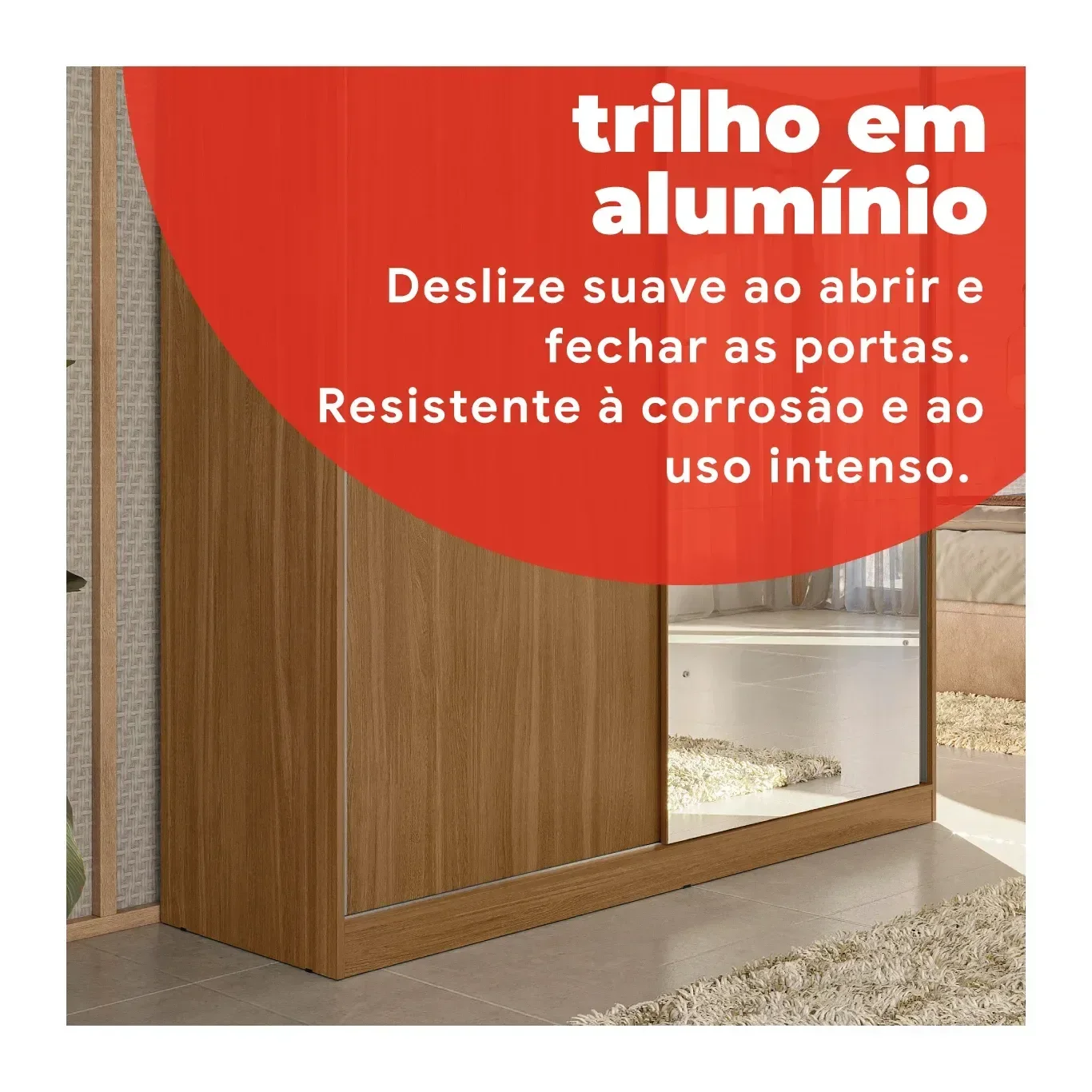 Guarda Roupa Solteiro com Espelho 2 Portas de Correr e 2 Gavetas Peônia Yescasa - 10