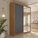 Ver imagem 1 de Guarda-roupa Solteiro 2 Portas de Correr 2 Gavetas e Espelho Peônia Yescasa