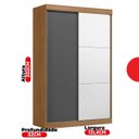 Ver imagem 4 de Guarda-Roupa Solteiro com Espelho 2 Portas de Correr e 2 Gavetas Peônia Yescasa Amêndola/Grafito Prime Tx Marrom