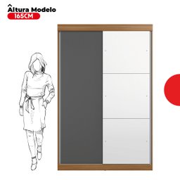 Guarda-roupa Solteiro 2 Portas de Correr 2 Gavetas e Espelho Peônia Yescasa - 6