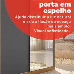 Guarda-roupa Solteiro 2 Portas de Correr 2 Gavetas e Espelho Peônia Yescasa - 14