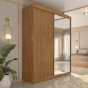 Ver imagem 2 de Guarda-roupa Solteiro 2 Portas de Correr 2 Gavetas e Espelho Peônia Yescasa