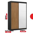 Ver imagem 4 de Guarda-Roupa Solteiro com Espelho 2 Portas de Correr e 2 Gavetas Peônia Yescasa Amêndola/Preto Prime Tx