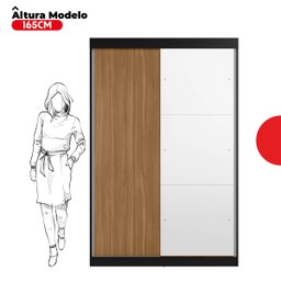 Guarda-roupa Solteiro 2 Portas de Correr 2 Gavetas e Espelho Peônia Yescasa - 5
