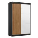 Ver imagem 3 de Guarda-Roupa Solteiro com Espelho 2 Portas de Correr e 2 Gavetas Peônia Yescasa Amêndola/Preto Prime TX