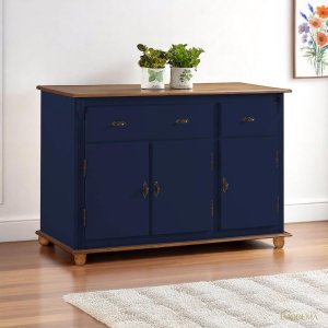 Balcão Buffet 3 Portas e 2 Gavetas 50631 Linz Móveis - Azul Petróleo/imbuia Glazer