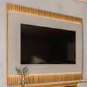 Ver imagem 1 de Painel Ripado Suspenso para TV até 70 Polegadas com LED MDF 180CMX148CM Off White São Paulo Branco