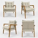 Ver imagem 3 de Poltrona Moderna Confortável Sala de Estar com Design Elegante Estofado Sofisticado Madeira Natural