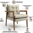 Ver imagem 2 de Poltrona Moderna Confortável Sala de Estar com Design Elegante Estofado Sofisticado Madeira Natural