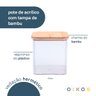 Pote de acrílico 900ml com tampa de bambu transparente quadrado - Oikos - 3