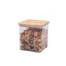Pote de acrílico 900ml com tampa de bambu transparente quadrado - Oikos - 1