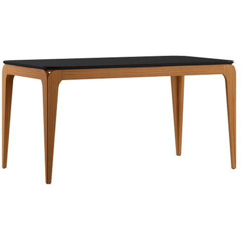 Mesa de Jantar Aurea 160x90 cm com Vidro Cinamomo Preto - New Ceval