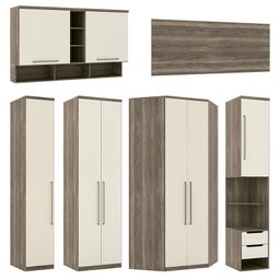 Quarto Modulado Casal Doce Vida 7 Peças Castanha/Off White - PR Móveis - 3