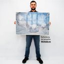 Ver imagem 2 de Quadro Decorativo Caixa Alta com Vidro Abstrato Mármore Azul Maya TaColado Moldura Branca 90 x 60cm