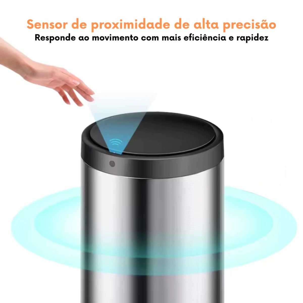 Lixeira Automática Redonda 50l com Sensor - Prática e Moderna Cor:branca - 2