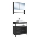Ver imagem 3 de Gabinete Banheiro 80cm 2 Portas Metal com Cuba e Espelheira Cor:preto com Grafite