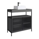 Ver imagem 7 de Gabinete Banheiro 80cm 2 Portas Metal com Cuba e Espelheira Cor:preto com Grafite