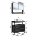 Ver imagem 4 de Gabinete Banheiro 80cm 2 Portas Metal com Cuba e Espelheira Cor:preto com Grafite