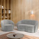 Ver imagem 1 de Conjunto 1 Sofá Living 180cm e 1 Poltrona Decorativa Sala de Estar Íbis Encosto Fixo Veludo Cinza G3