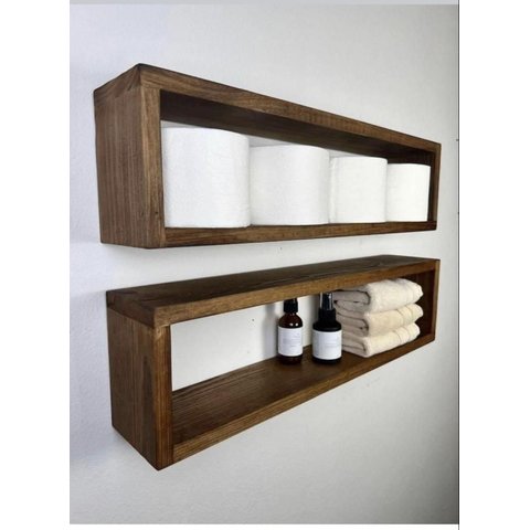 Kit 2 Nichos de Madeira Maciça 50x24:Marrom