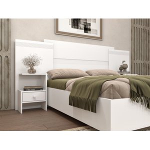 Cabeceira Casal Dacar com Criados Tcil Branco