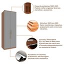 Ver imagem 5 de Guarda Roupa 2 Portas e Colmeia 245cm Setiba Plus Rimo Carvalho/fendi