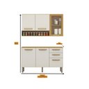 Ver imagem 3 de Kit Cozinha 6 Portas 2 Gavetas com Nicho e Vidro Reflecta Adele Espresso Móveis Bege/Cinamomo/Off White Acetinado