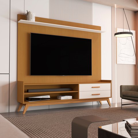 Home Odisseu Moderno e Funcional para Tv até 65 Polegadas - 3 Cores:cedro/off White
