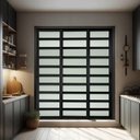Ver imagem 1 de Porta de Correr com Travessas 3 Folhas Moveis Sequenciais 210 x 240 Elite com Fechadura Tetra Vidro Preto Brimak