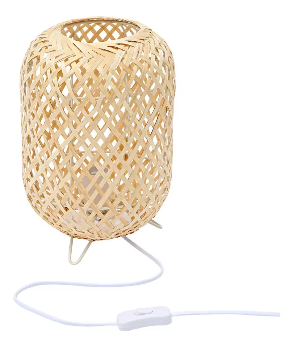 Abajur Luminária de Mesa Tecelagem Rattan Natural 40x24 - 1