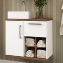 Ver imagem 3 de Balcão Gabinete Suspenso para Banheiro 70cm 01 Gaveta Veneza B06 Branco Nogal - Lyam Decor