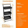 Organizador Carrinho Multiuso 3 Prateleiras Preto - Casambiente - 8