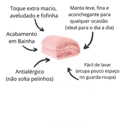 Cobertor de Manta Microfibra Solteiro:ROSA - 3