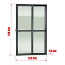Ver mais imagens de Porta de Correr 2 Folhas Moveis 210 x 120 Elite com Fechadura Tetra Vidro Liso Preto Brimak